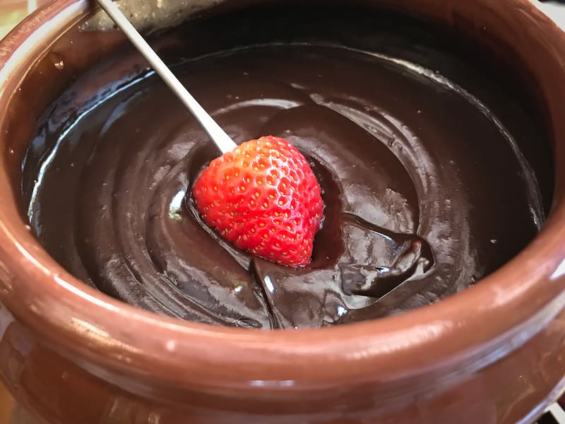Fondue de chocolate no Restaurante do Parque Oschin