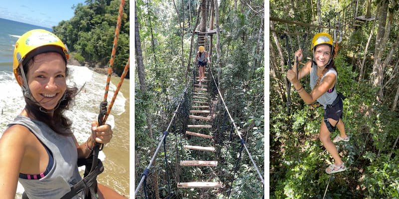 What to do in Itacare with kids - tree climbing and zip-lining